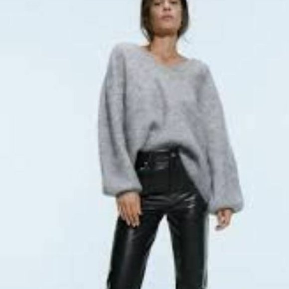 Zara Womens Oversized Sweater S Gray Mohair Wool - Picture 6 of 11